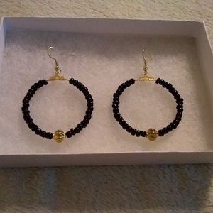 Handmade  Black Strung Glass/Gold In Middle